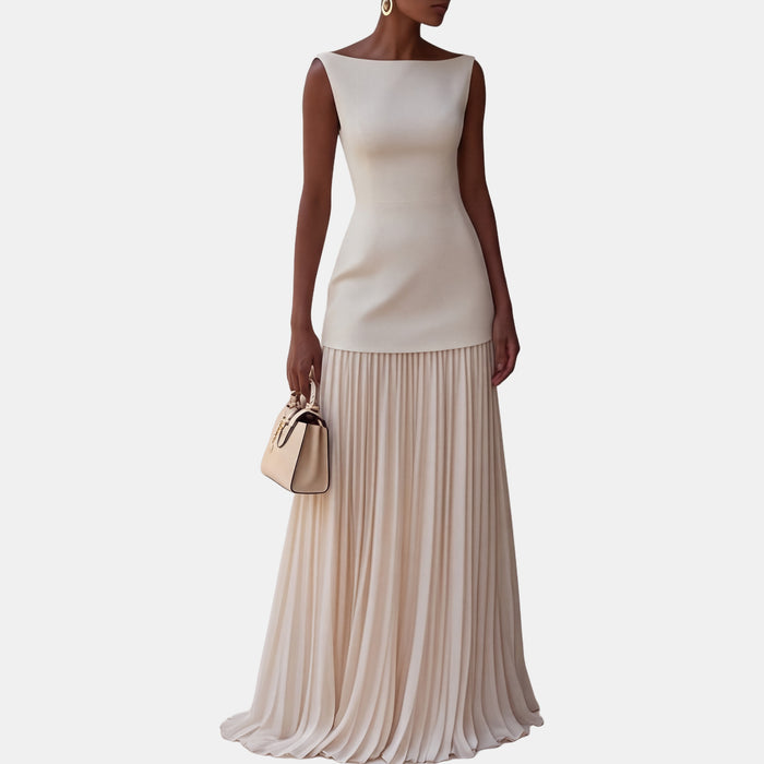 Louane | Robe longue sans manches à jupe plissée