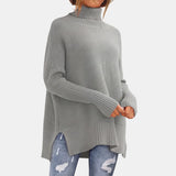 Andrée | Pull à col roulé à ourlet asymétrique fendu