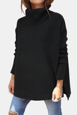 Priscille | Pull ample à col roulé et ourlet fendu