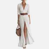 Olivia | Robe longue boutonnée à fente