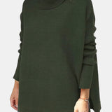 Priscille | Pull ample à col roulé et ourlet fendu