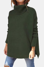 Priscille | Pull ample à col roulé et ourlet fendu
