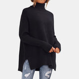 Andrée | Pull à col roulé à ourlet asymétrique fendu