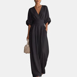 Nathalie | Robe longue fluide à taille ceinturée