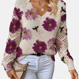 Anaïs | Pull à motif fleuri et manches au crochet