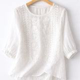 Corinne | Blouse à col rond et poignets élastiqués