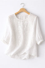 Corinne | Blouse à col rond et poignets élastiqués
