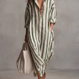 Luisa | Robe-chemise longue à rayures coupe oversize