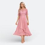 Laurette | Robe midi brodée à manches courtes