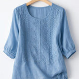 Corinne | Blouse à col rond et poignets élastiqués