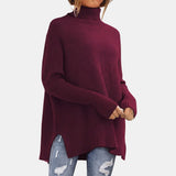 Andrée | Pull à col roulé à ourlet asymétrique fendu