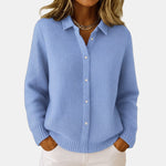 Victoire | Cardigan uni en maille gaufrée, col chemise