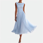 Esther | Robe midi sans manches à encolure drapée