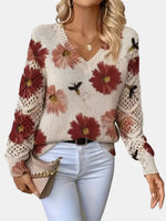 Anaïs | Pull à motif fleuri et manches au crochet