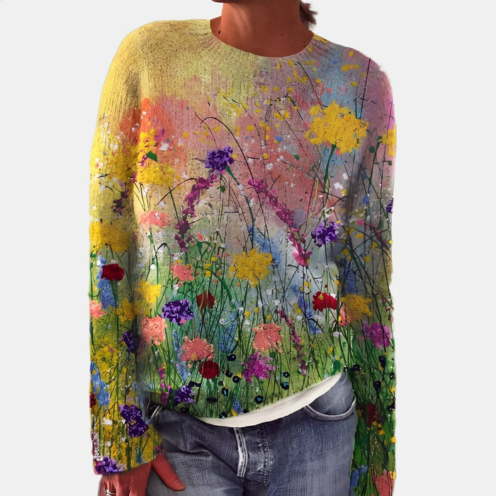 Pull Nordique Prairie Fleurie