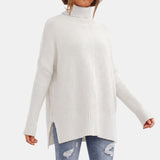 Andrée | Pull à col roulé à ourlet asymétrique fendu