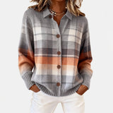 Micheline | Cardigan à carreaux en dégradé et col chemise