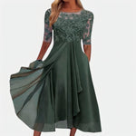 Laure | Robe à haut brodé et jupe asymétrique fluide