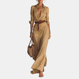 Caroline | Robe longue style chemise à ceinture
