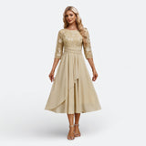 Laurette | Robe midi brodée à manches courtes