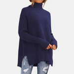 Andrée | Pull à col roulé à ourlet asymétrique fendu