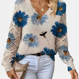 Anaïs | Pull à motif fleuri et manches au crochet