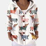 Stéphanie | Cardigan à capuche motif teckels