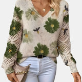 Anaïs | Pull à motif fleuri et manches au crochet