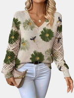 Anaïs | Pull à motif fleuri et manches au crochet