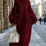 Albane | Robe longue en maille à manches ballon