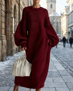 Albane | Robe longue en maille à manches ballon