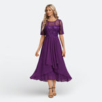 Laurette | Robe midi brodée à manches courtes
