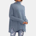 Andrée | Pull à col roulé à ourlet asymétrique fendu