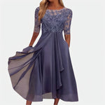 Laure | Robe à haut brodé et jupe asymétrique fluide