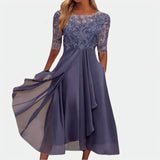 Laure | Robe à haut brodé et jupe asymétrique fluide