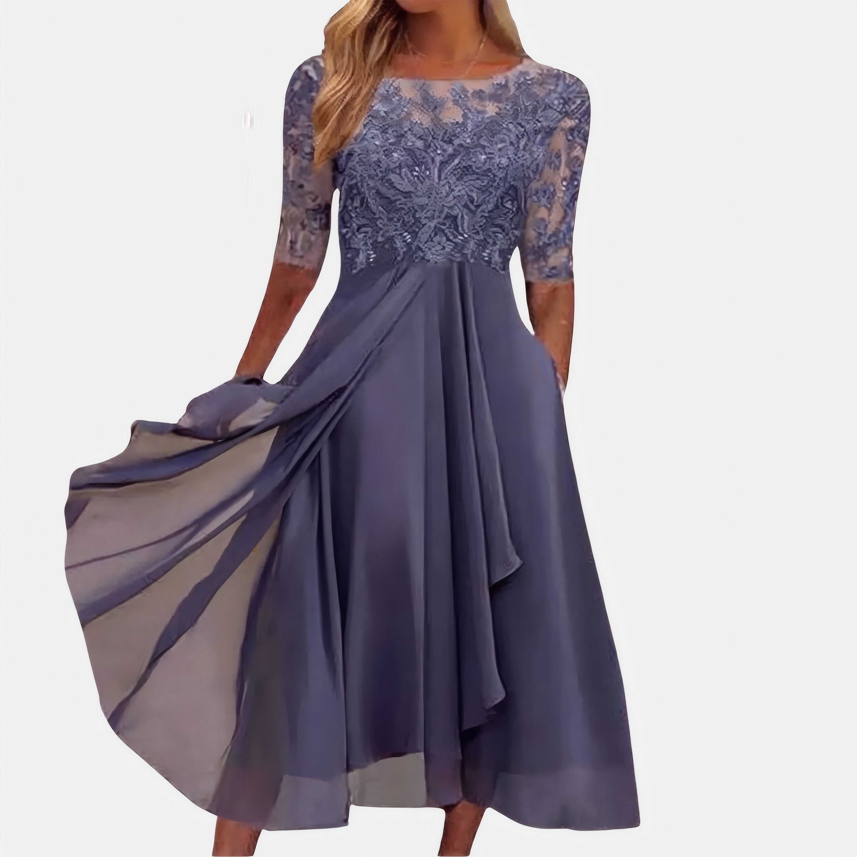 Leontyna | Robe élégante en dentelle — dentelle Violet, photo studio
