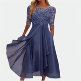 Laure | Robe à haut brodé et jupe asymétrique fluide