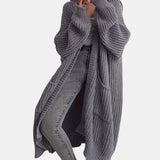 Adèle | Long cardigan ouvert à grosses côtes et poches