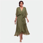 Émeline | Robe midi cache-cœur à ceinture nouée