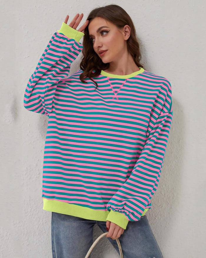 Solange | Sweat rayé à bords contrastés