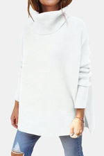 Priscille | Pull ample à col roulé et ourlet fendu