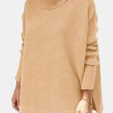 Priscille | Pull ample à col roulé et ourlet fendu