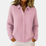 Victoire | Cardigan uni en maille gaufrée, col chemise