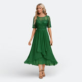 Laurette | Robe midi brodée à manches courtes