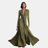 Sophie | Robe longue drapée à col en V