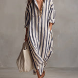 Luisa | Robe-chemise longue à rayures coupe oversize