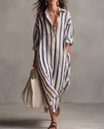 Luisa | Robe-chemise longue à rayures coupe oversize