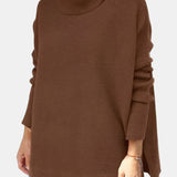 Priscille | Pull ample à col roulé et ourlet fendu