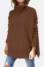 Priscille | Pull ample à col roulé et ourlet fendu