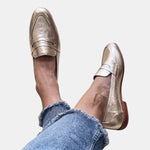 Roxane | Mocassins dorés à bride penny confortables